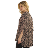 HEIMISH Button Sleeve Urban Rib Leopard Top