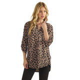 HEIMISH Button Sleeve Urban Rib Leopard Top