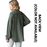 HEIMISH Basic Collar Ribbed Button Down Shacket Top, Assorted Colors