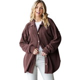 HEIMISH Basic Collar Ribbed Button Down Shacket Top, Assorted Colors