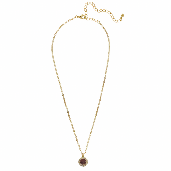 Sorrelli Haute Halo Pendant Necklace in Burgundy