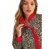 JODIFL Animal Print with Red Ruffles Top
