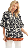 JODIFL Smocked Chest Boho Floral Top