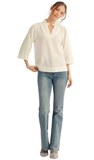 Jodifl Crinkled 3/4 Sleeve Top, Assorted Colors