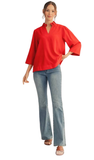 Jodifl Crinkled 3/4 Sleeve Top, Assorted Colors
