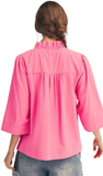 Jodifl Crinkled 3/4 Sleeve Top, Assorted Colors
