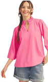 Jodifl Crinkled 3/4 Sleeve Top, Assorted Colors