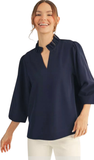 Jodifl Crinkled 3/4 Sleeve Top, Assorted Colors