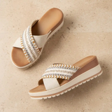 CCOCCI Boho Braided Cross Strap Platform Sandal