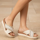 CCOCCI Boho Braided Cross Strap Platform Sandal