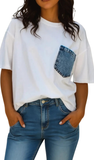 LDC Denim Chest Patch Casual Top