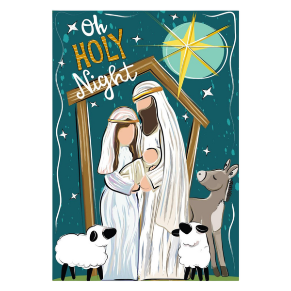 ‘Oh Holy Night’ Burlap Decorative Flag