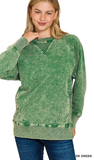 Zenana ACID-Washed Pullover with Pockets, Assorted Colors