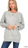 Zenana French Terry Pullover with Pockets, Assorted Colors