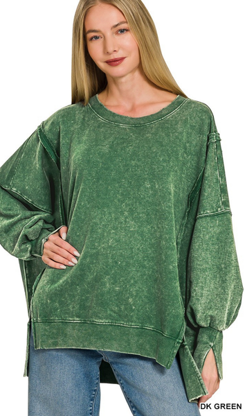 IENA - イエナ　IENA Zenana Acid Washed Exposed Seam Oversized Sweatshirt, Assorted