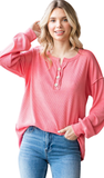 7Th RAY Waffle Knit Henley Top