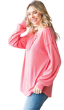 7Th RAY Waffle Knit Henley Top