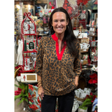 Heimish 3/4 Sleeve Animal Ribbed Top