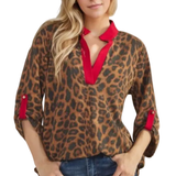 Heimish 3/4 Sleeve Animal Ribbed Top