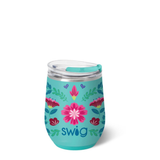 Swig “Flora Azul” 12oz Stemless Wine Cup