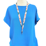 ALOHA LANYARD ‘Faded Pink / Teal Flowers’