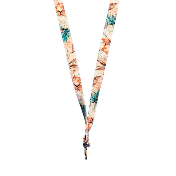 ALOHA LANYARD ‘Faded Pink / Teal Flowers’