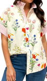 LDC Button Floral Blouse