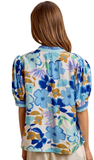 BiBi Flower Printed Woven Blouse in Blue