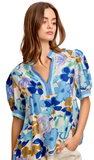 BiBi Flower Printed Woven Blouse in Blue