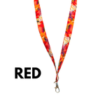 ALOHA LANYARD ‘Watercolor Red / Blue Flowers’