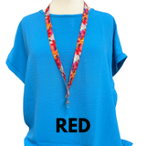 ALOHA LANYARD ‘Watercolor Red / Blue Flowers’