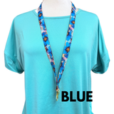 ALOHA LANYARD ‘Watercolor Red / Blue Flowers’