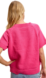 BiBi Embroidered Knit Top in Fuchsia