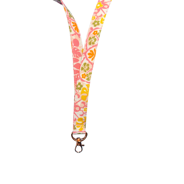 ALOHA LANYARD ‘Pink, Yellow & Green Flowers’