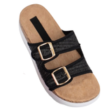 CCOCCI Joonie Raffia Double Strap Platform Sandal in Black