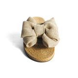 CCOCCI “Athena-24” Big Bow Sandals in Beige Linen