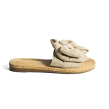 CCOCCI “Athena-24” Big Bow Sandals in Beige Linen