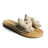 CCOCCI “Athena-24” Big Bow Sandals in Beige Linen