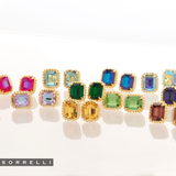 Sorrelli Octavia Scalloped Stud Earrings in Light Topaz