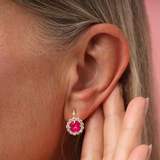 SORRELLI Haute Halo Dangle Earrings in Royal Red Delite