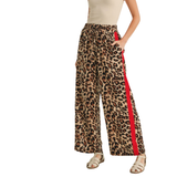 JODIFL Leopard Pants with Red Side Stripes