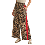 JODIFL Leopard Pants with Red Side Stripes