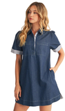 JODIFL Denim Collared Shift Dress