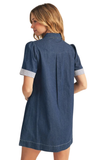 JODIFL Denim Collared Shift Dress