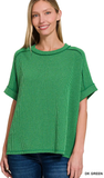 Zenana Corded Cuffed Sleeve Top, Assorted Colors