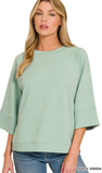 ZENANA Scuba 3/4 Sleeve Top, Assorted Colors