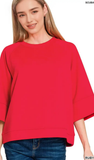 ZENANA Scuba 3/4 Sleeve Top, Assorted Colors