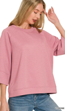 ZENANA Scuba 3/4 Sleeve Top, Assorted Colors