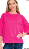 ZENANA Scuba 3/4 Sleeve Top, Assorted Colors