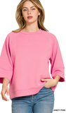 ZENANA Scuba 3/4 Sleeve Top, Assorted Colors